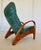 Set of Vintage Danish Reclining Chair and Ottoman in Green Suede For Sale - Image 10 of 18