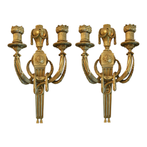 1940s French Caldwell 2 Arm Bronze Wall Sconces - a Pair