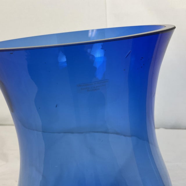 1960s Moth Blown Cobalt and Clear Romanian Vase Pair For Sale - Image 4 of 7