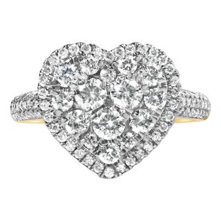 14K Yellow Gold 1 1/2 Cttw Diamond Heart Shaped Composite Ring (H-I Color, SI2-I1 Clarity) - Ring - Size 7 For Sale