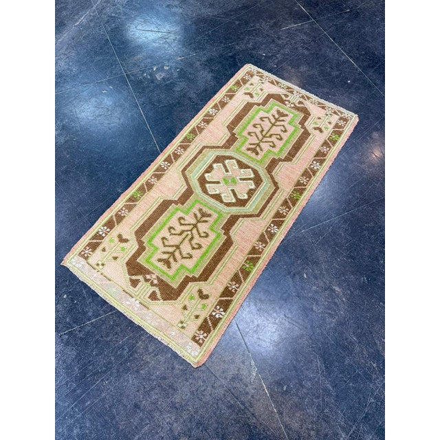 Early 21st Century Turkish Mini Rug Oriental Hand Knotted Vintage Rug 1'9" x 3'5" #17736 For Sale - Image 5 of 8