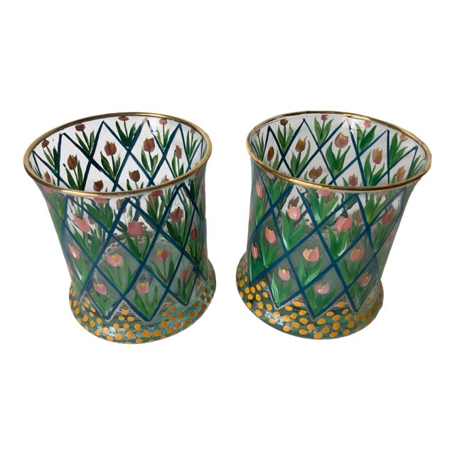 1990s Mackenzie Childs Tumblers From Circus Collection - a Pair For Sale