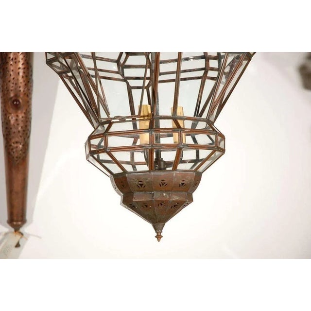 Vintage Moroccan Moorish Diamond-Form Clear Glass Pendant Lantern, 1980s For Sale - Image 12 of 14