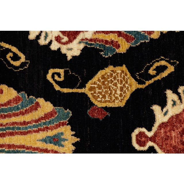 Contemporary Hand-Knotted Wool Ikat Area Rug With Venetian Shell Motifs in Rust For Sale - Image 4 of 12