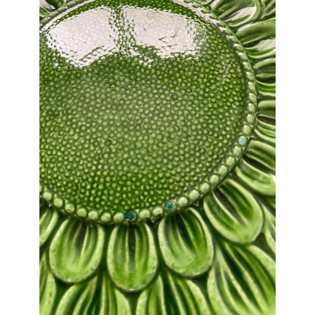 Green 1960s Large Italian Majolica Green Plates- a Pair For Sale - Image 8 of 9