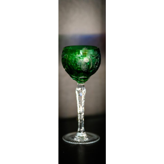 1970s 1970s Nachtmann Traube Cut to Color Crystal Wine Glasses Varied Colors - Set of Four For Sale - Image 5 of 5