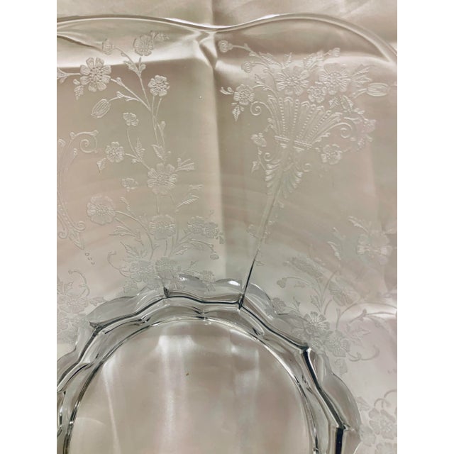 Crystal 1940’s Etched Fruit Bowl For Sale - Image 4 of 8