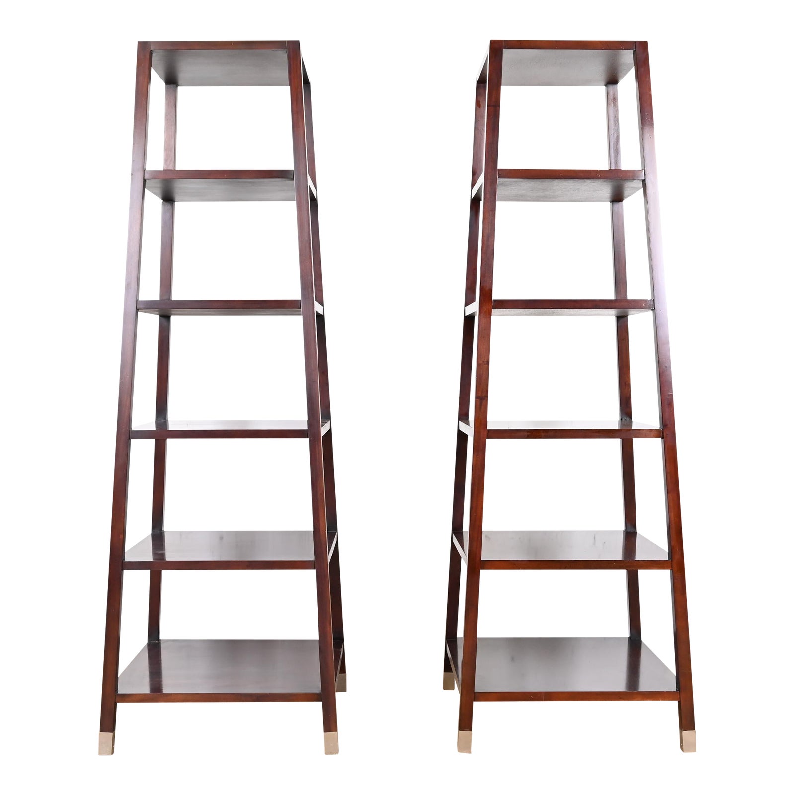 Baker Furniture Modern Mahogany Etageres, Pair Chairish