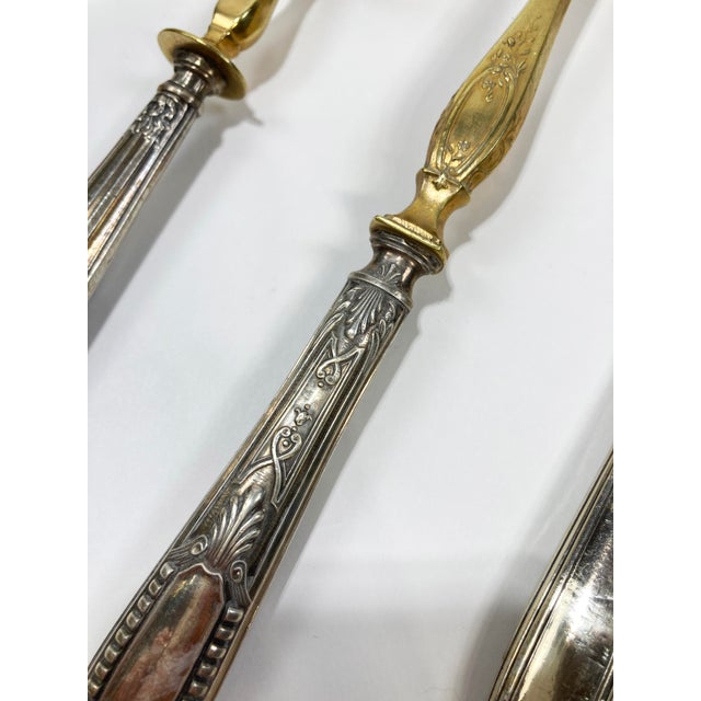 Antique French Repoussé Sterling Silver and Gold Vermeil Hors d'Oeuvres Set - 8 Pieces For Sale - Image 9 of 9