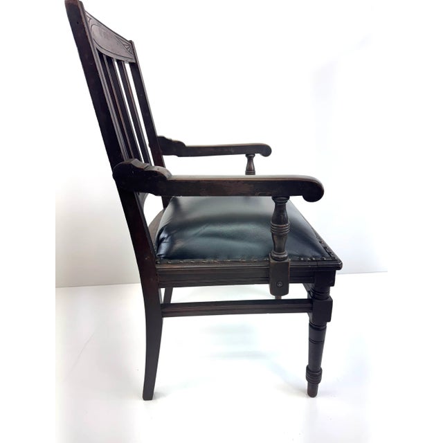 Vintage Black Leather and Wood Library Chair With Nailhead Trim For Sale - Image 13 of 16