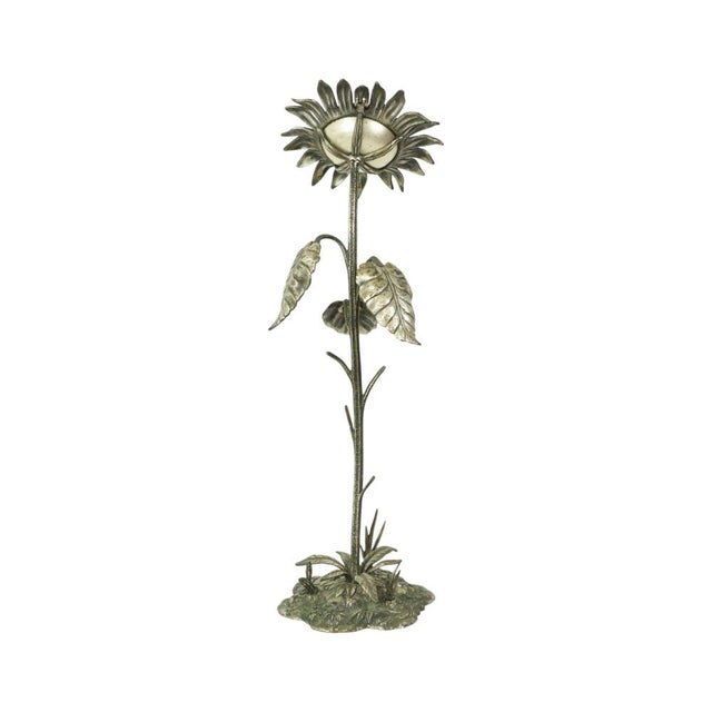 Large Sunflower Ashtray in Silver-Plated Bronze from S. Agudo, 1950s For Sale - Image 13 of 18