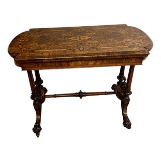 Antique Victorian Burr Walnut Card Table, 1860 For Sale