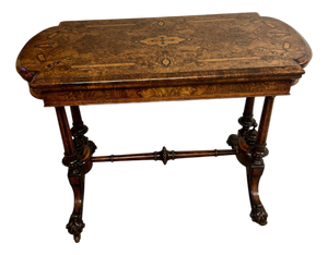 Antique Victorian Burr Walnut Card Table, 1860