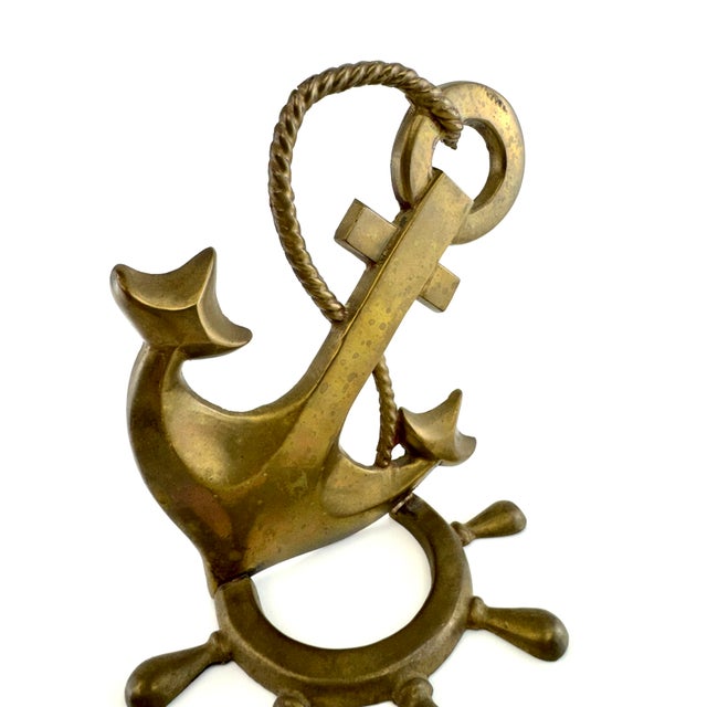 1970s Vintage Solid Brass Nautical Anchor Bookends, a Pair For Sale - Image 5 of 10