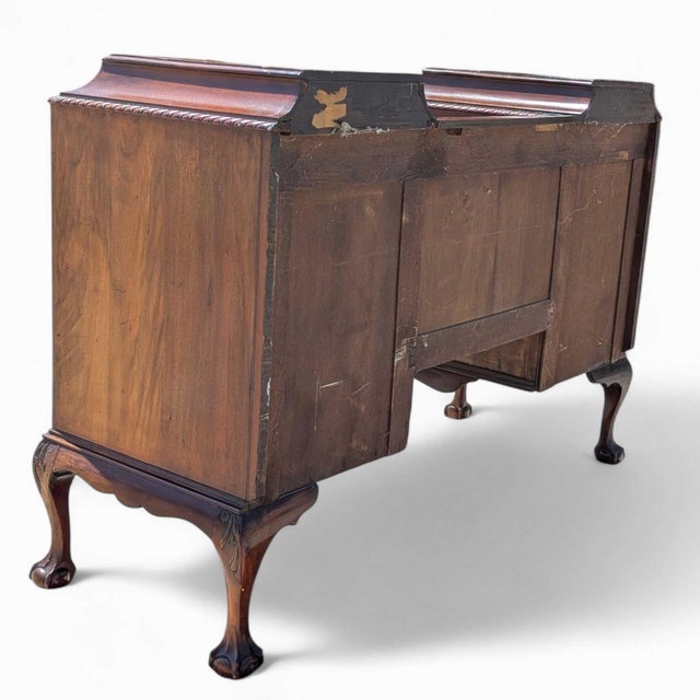 Antique Chippendale-Style Mahogany Sideboard Buffet With Claw Feet For Sale - Image 15 of 18