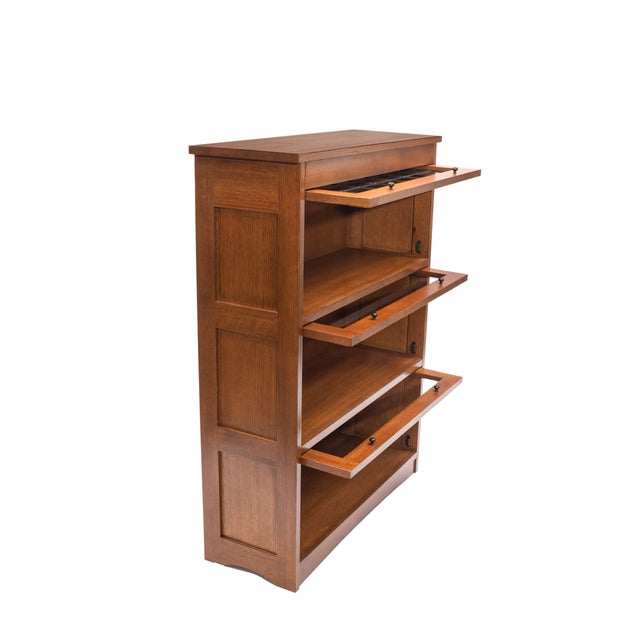 Mission Craftsman Style Oak Barrister Bookcase - 3 Stack - Micheal Cherry For Sale In Chicago - Image 6 of 11