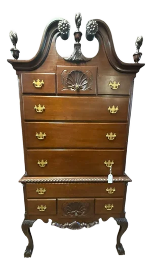 Queen Anne Style Cherry Highboy Chest on Chest