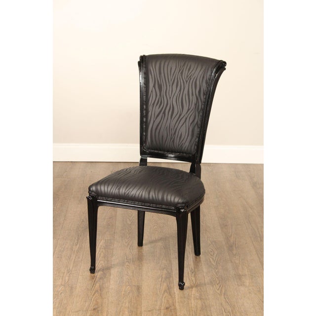 Italian Art Deco Style Set of Eight Ebonized Dining Chairs For Sale - Image 10 of 18