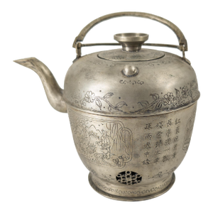 Early 20th Century Chinese Paktong Pewter Tea or Wine Pot