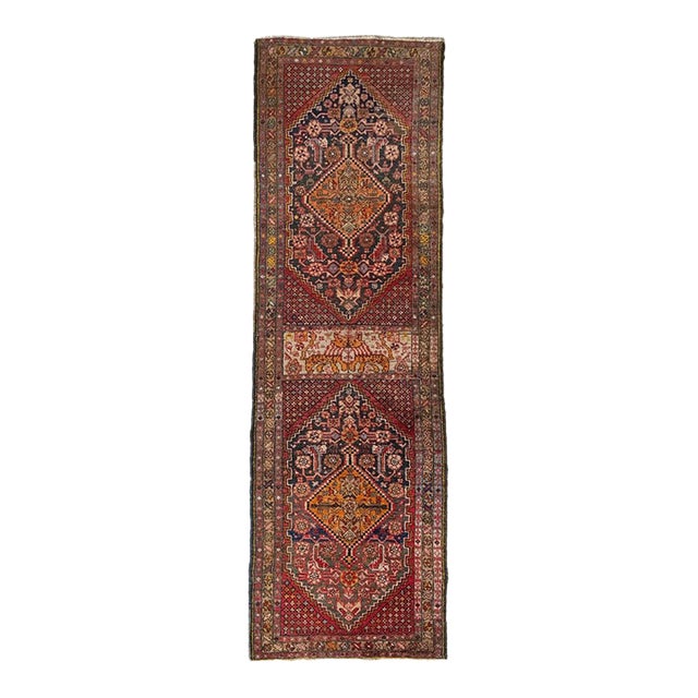 Antique Runner KISSING LIONS LEOPARDS with Duel Feline Subjects Rug 2.11 x 10.6 For Sale