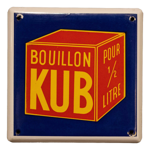 Vintage French Bouillon Kub Advertising Enamel Sign, 1950