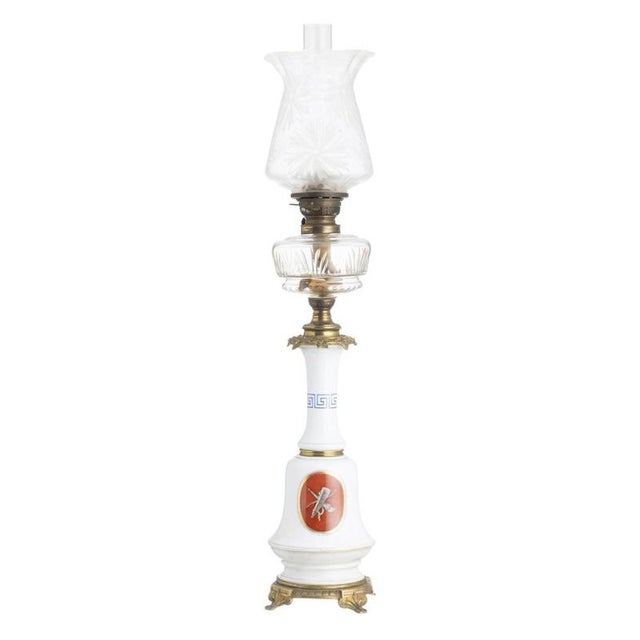 19th Century Oil Lamp in Bronze, Ceramic, and Glass For Sale - Image 6 of 6