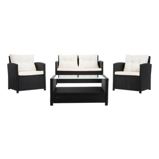 Vellor 4-Piece Living Set, Black/Beige Cushion For Sale