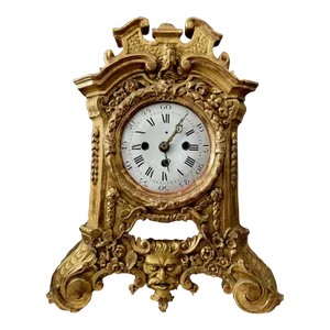 18th Century Gilt Wooden Swiss Quarter Strike Bracket Clock
