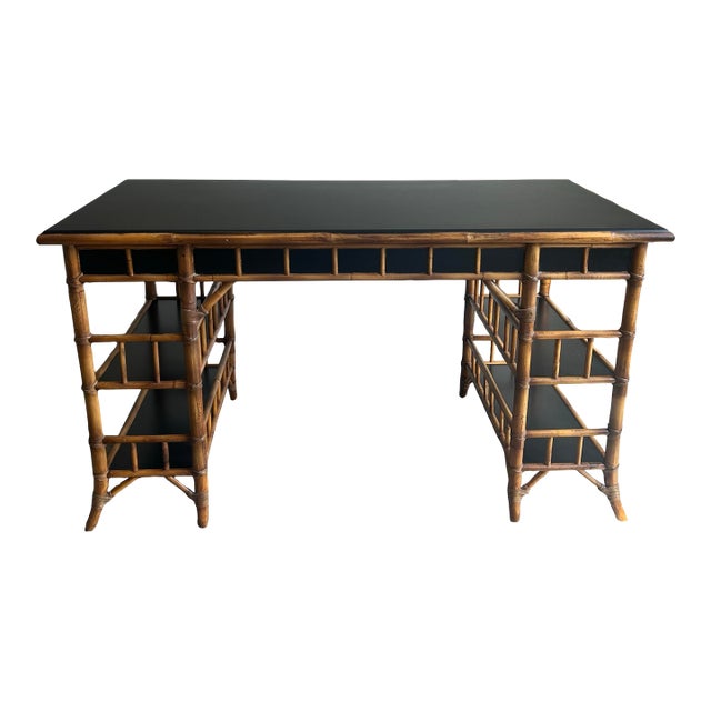 Late 20th Century English Chinoiserie Style Bamboo Desk by Milling Road for Baker For Sale