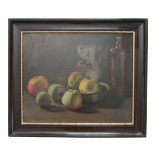 1930s Wladimir Linde Still Life Fruits Oil on Board Signed Dated Original Frame For Sale