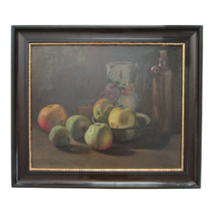 1930s Wladimir Linde Still Life Fruits Oil on Board Signed Dated Original Frame