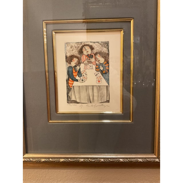 1980s Garciela Rodo Boulanger “Joueurs De Cartes” Lithograph Signed and Numbered For Sale - Image 4 of 4