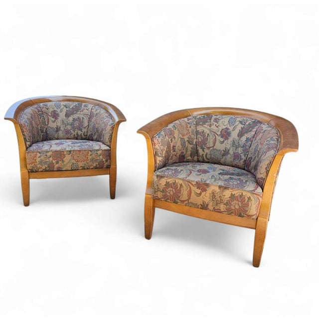 Textile Vintage Chairs with Floral Fabric, 1980s, Set of 2 For Sale - Image 7 of 14