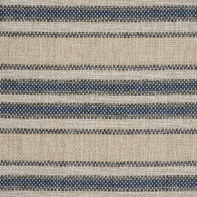 Traditional Schumacher Even Keel Outdoor Stripe Fabric In Navy For Sale - Image 3 of 5