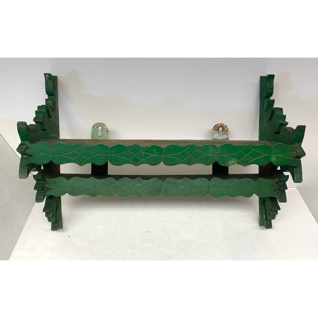 Farmhouse 1930s Handmade Kitchen Shelf With Tulip Flowers Folk Art For Sale - Image 3 of 12