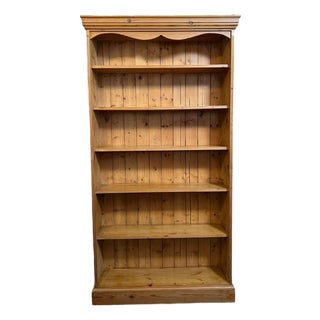 Antique English Country Pine Bookcase Bookshelf Tall Narrow Open Shelf C1900 For Sale