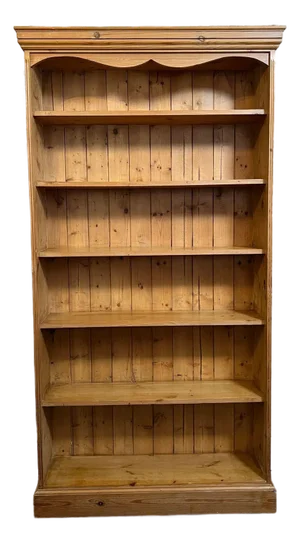 Antique English Country Pine Bookcase Bookshelf Tall Narrow Open Shelf C1900