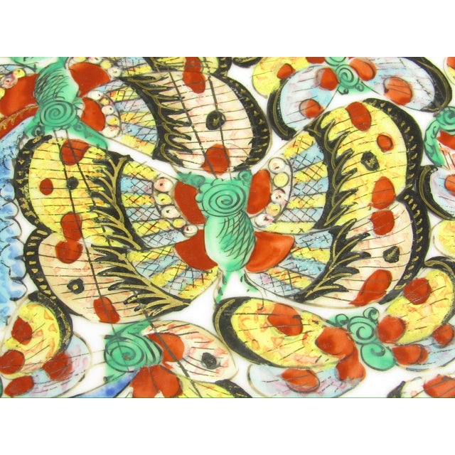 Ceramic Chinese Thousand Butterfly Porcelain Plate For Sale - Image 7 of 10