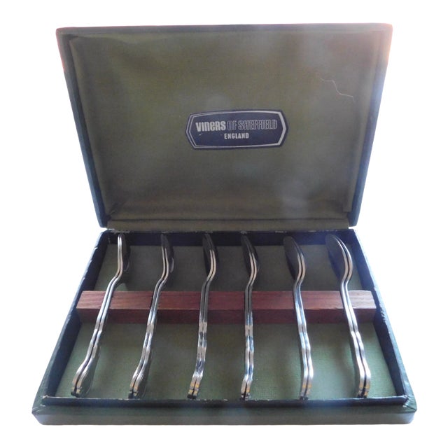 Vintage Sheffield Stainless Demi-Tasse Spoons in Box- Set of 12 For Sale