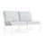 Brown Jordan Venetian Left Arm Loveseat in Chalk with Artic Stripe Cushions For Sale