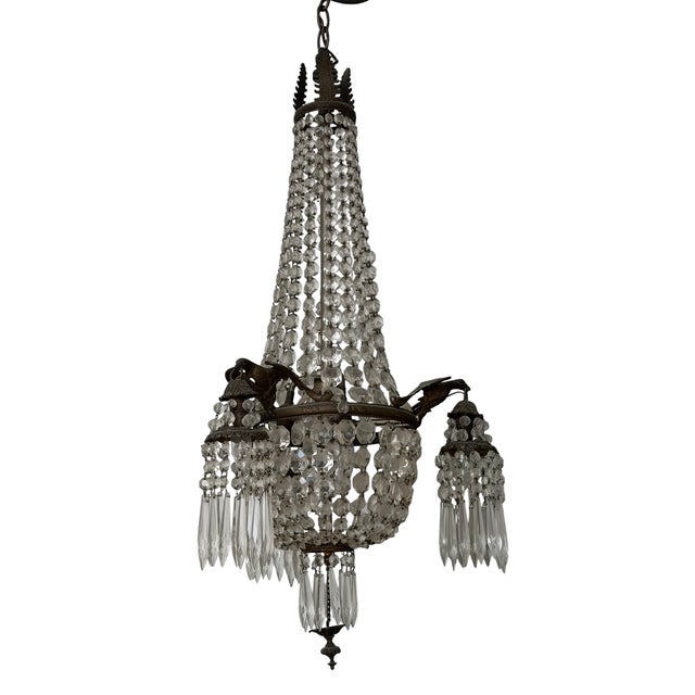 French Antique French Crystal Chandelier For Sale - Image 3 of 4