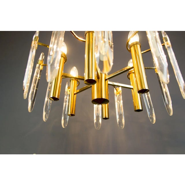 Mid-Century Modern Brass & Glass Chandelier by Oscar Torlasco for Stilkronen, 1960s For Sale - Image 3 of 18