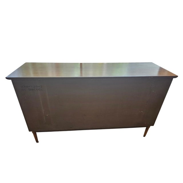 1958 Drexel Mid Century Modern Dresser and Nightstand Tapered Legs Brass Handles For Sale - Image 14 of 18