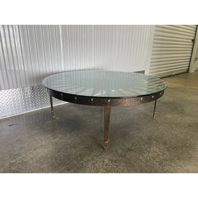 Early 21st Century Iron Le Soliel Coffee Table With Brass Studs For Sale - Image 5 of 13