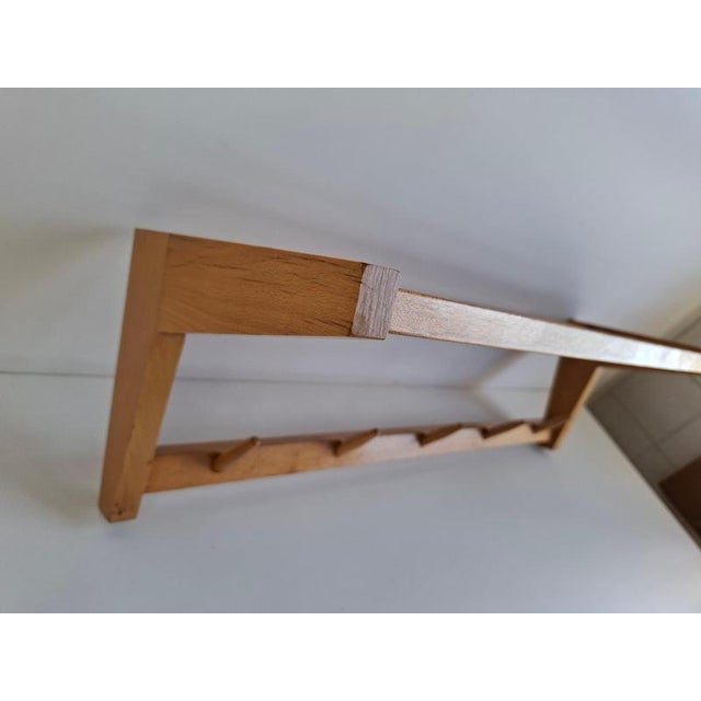 Mid-Century Czechoslovakian Wooden Wall Coat Rack with Shelf by ULUV, 1970 For Sale - Image 12 of 18
