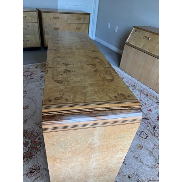 Henredon Vintage Henredon Scene Two Burlwood Console Table For Sale - Image 4 of 8