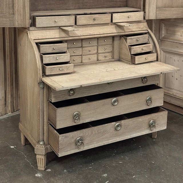 18th Century Dutch Neoclassical Stripped Oak Secretary ~ Bookcase For Sale - Image 12 of 18
