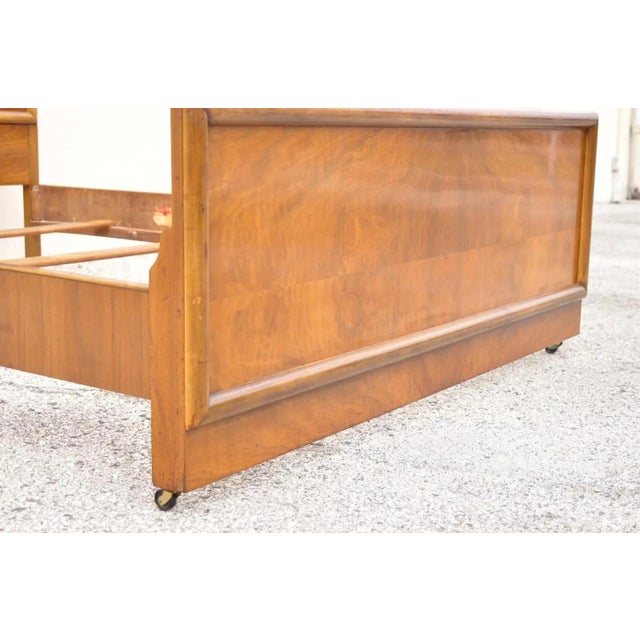 Brown Vintage Mid Century Modern Art Deco Walnut Full Size Bed Frame by Joerns Bros For Sale - Image 8 of 10