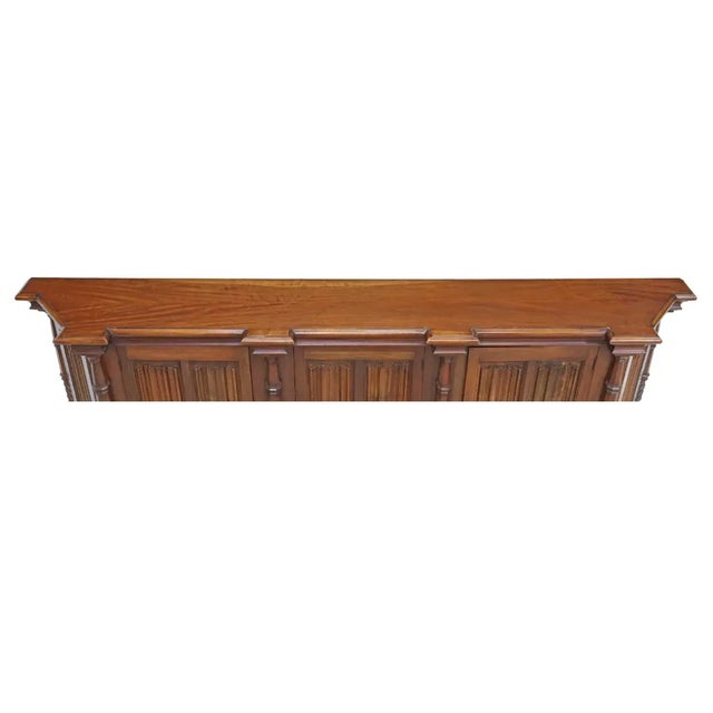 Gothic French Gothic Linen Fold Mahogany Sideboard Credenza For Sale - Image 3 of 4