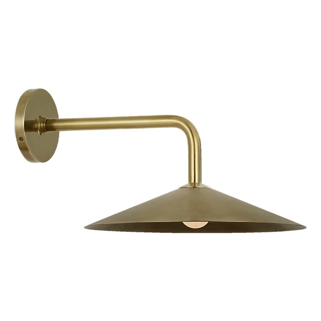 Amber Lewis for Visual Comfort Signature Ponce 9" Sconce in Hand-Rubbed Antique Brass with Hand-Rubbed Antique Brass Shade For Sale